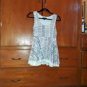 White & navyblue christmas tree themed peplum top